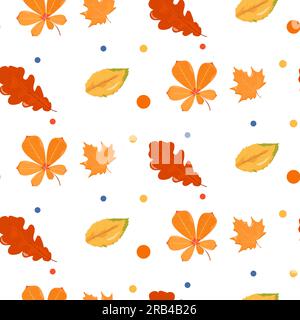 a set of autumn patterns on a white background. Leaves of chestnut, maple, oak. Vector Stock Vector