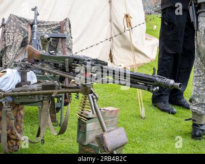 A machine gun and other weapons at the 1940's weekend in Ingleton ...