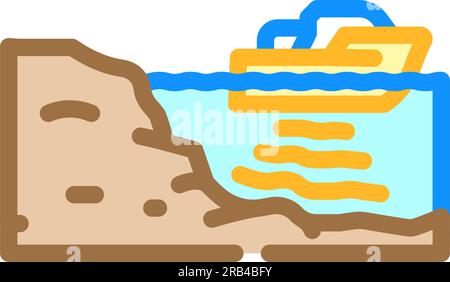 ocean floor mapped future technology color icon vector illustration Stock Vector