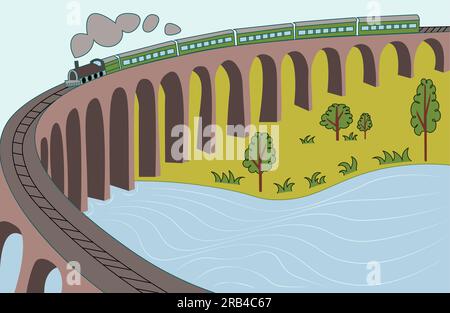 Stone bridge over river hand drawn landscape Stock Vector by ©Danussa  278839490