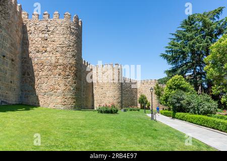 Medieval city walls (Muralla de Ávila), Ávila, Castile and León, Kingdom of Spain Stock Photo