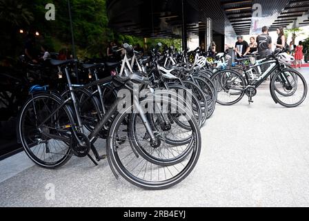 Karlovy Vary, Czech Republic. 07th July, 2023. Eighth day of the 57th Karlovy Vary International Film Festival, 7 July 2023. Festival bike rental. Credit: Katerina Sulova/CTK Photo/Alamy Live News Stock Photo