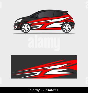 wrapping car decal modern trendy red design vector Stock Vector