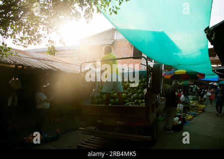 Tarapoto, Peru; 1st October 2022: Food market views in the city of Tarapoto in the Peruvian jungle. Stock Photo