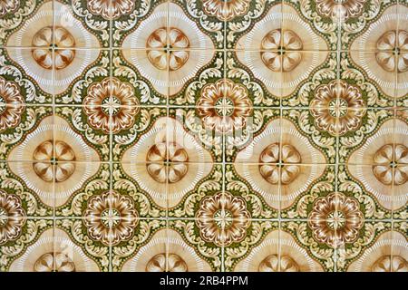 Traditional Portuguese tiles on wall of building Stock Photo