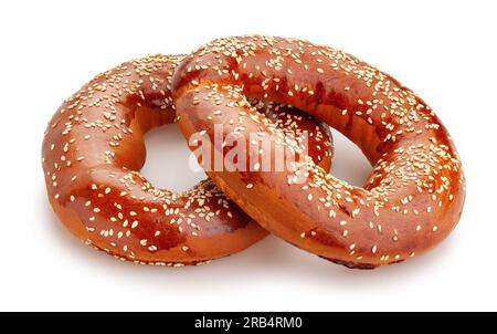 bagel path isolated on white Stock Photo