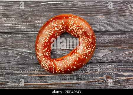 bagel on rustic wood background Stock Photo