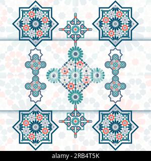Traditional Islamic Design. Illustration of floral Islamic geometrical decoration. Morocco Seamless Border. Mosque decoration element. Stock Vector