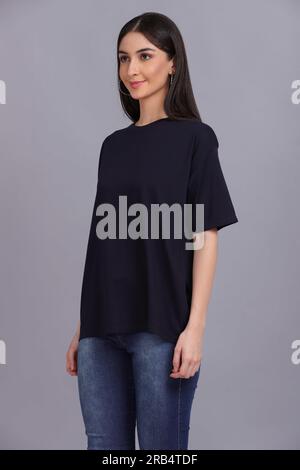 Female Model Wearing T-Shirt / T-shirt model Stock Photo