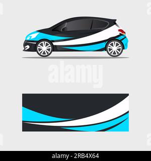 wrapping car decal wave blue design vector Stock Vector