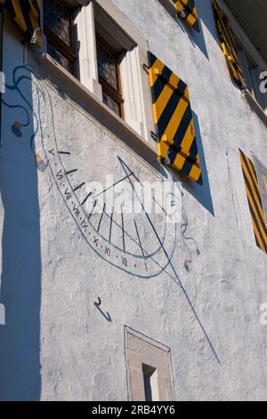 Wasserschloss Wyher. castle. Ettiswil. Switzerland. sundial Stock Photo