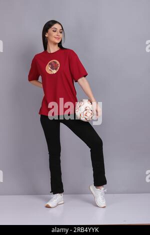 Women's T-Shirt Model Stock Photo