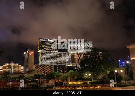 exterior of MGM cotai at night. it is one of famous casino and resort in macau Stock Photo