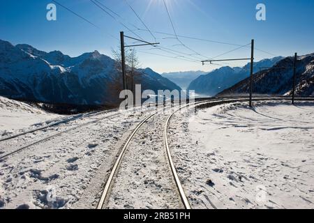 Alp Grum. Bernina express. Switzerland Stock Photo