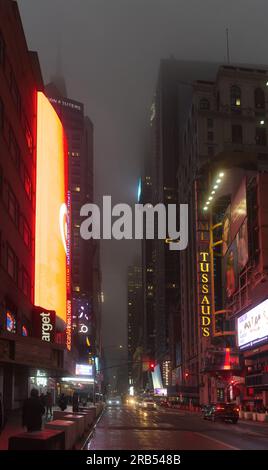 Foggy Night at West 42nd Street Stock Photo