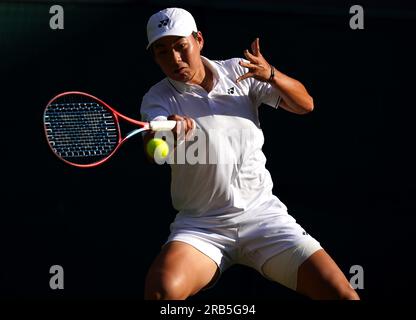 Zhuoxuan Bai In Action Against Ons Jabeur (not Pictured) On Day Five Of ...