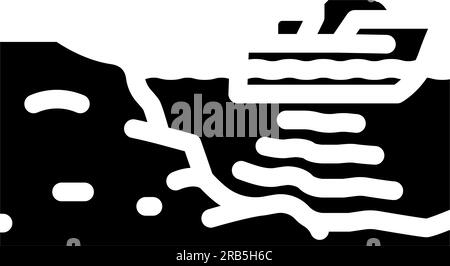 ocean floor mapped future technology glyph icon vector illustration Stock Vector