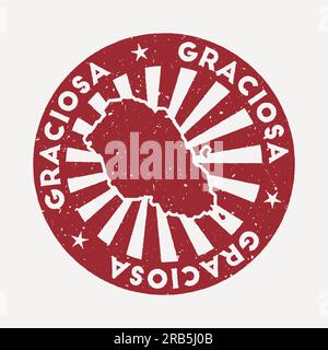 Graciosa stamp. Travel red rubber stamp with the map of the island, vector illustration. Stock Vector