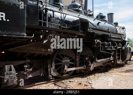 Steam locomotive drive wheel train Stock Photo
