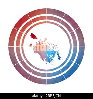 Cat Ba Island badge. Bright gradient logo in low poly style. Stock Vector