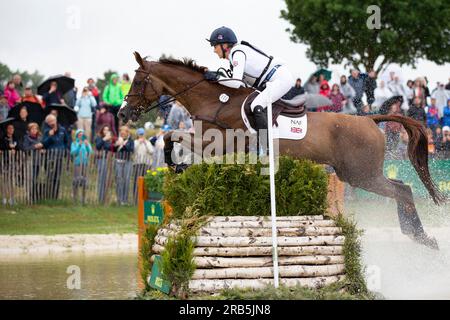 Aachen, Deutschland. 01st July, 2023. Yasmin INGHAM (GBR) on Banzai du Loir in the jump, in the water, action, eventing, cross-country C1C: SAP-Cup, CCIO4*, on July 1st, 2023, World Equestrian Festival, CHIO Aachen 2023 from June 23rd. - 02.07.2023 in Aachen/Germany; Credit: dpa/Alamy Live News Stock Photo