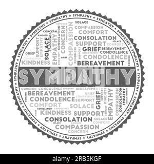 SYMPATHY word image. Sympathy concept with word clouds and round text. Nice colors and grunge texture. Classy vector illustration. Stock Vector