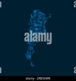 Argentina dotted glowing map. Shape of the country with blue bright bulbs. Vector illustration. Stock Vector