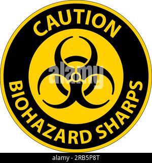 Caution Biohazard Label, Biohazard Sharps Stock Vector