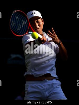 Zhuoxuan Bai In Action Against Ons Jabeur (not Pictured) On Day Five Of ...