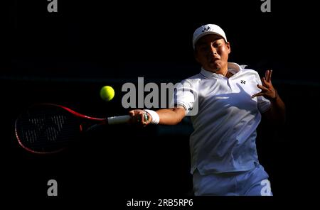 Zhuoxuan Bai In Action Against Ons Jabeur (not Pictured) On Day Five Of ...