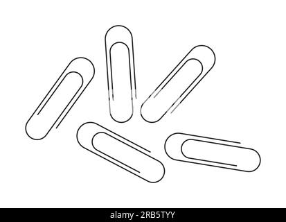 Metal paper clips flat monochrome isolated vector object Stock Vector