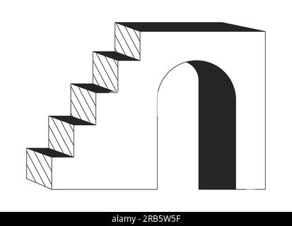 Pedestal with arch flat monochrome isolated vector object Stock Vector