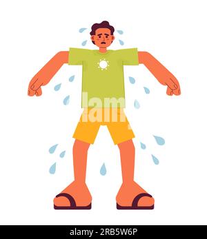 Sweating outdoors in summertime flat concept vector spot illustration Stock Vector