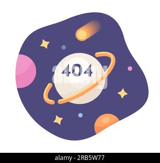 Universe and space exploration error 404 flash message Stock Vector