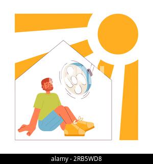 Stay in air conditioned room flat concept vector spot illustration Stock Vector