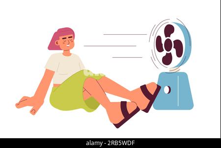 Hot summer fan flat vector spot illustration Stock Vector