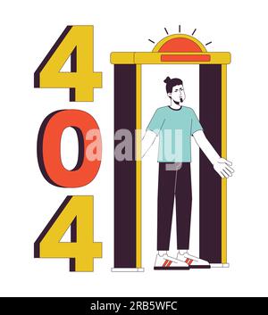 Metal detector go off at airport error 404 flash message Stock Vector