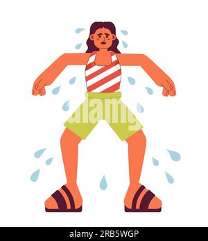 Excessive sweating in summer flat concept vector spot illustration Stock Vector