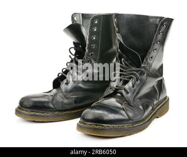 worn boots isolated on white background Stock Photo