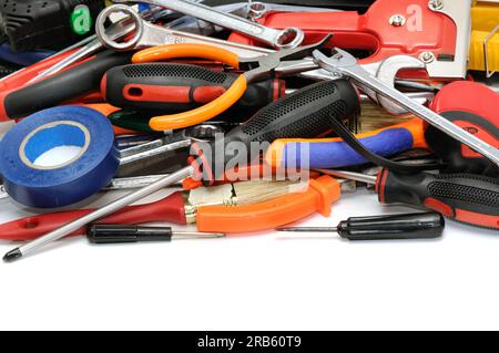 set tools isolated on white background Stock Photo
