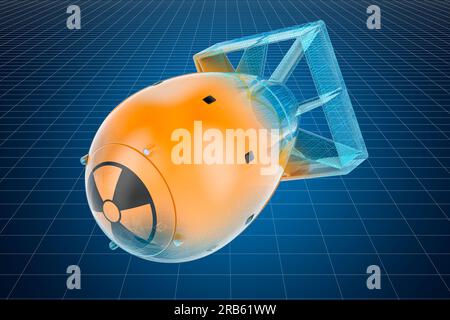 Visualization 3d cad model of nuclear bomb, 3D rendering Stock Photo