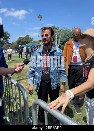 Former Beatles drummer Sir Ringo Starr during his 83rd birthday party at his annual Peace & Love birthday celebrations in Beverly Hills, Los Angeles, USA. Picture date: Friday July 7, 2023. Stock Photo