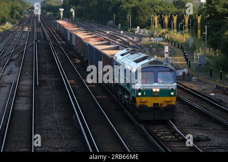 The diesel locomotive Paul A Hammond on the move near London Gatwick Airport Stock Photo