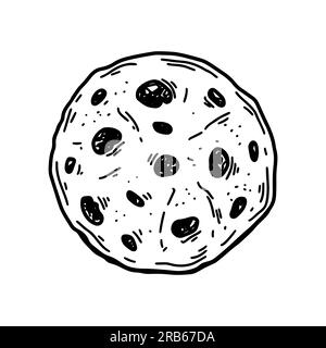 Choco chips cookie. Hand drawn vector illustration in sketch style Stock Vector