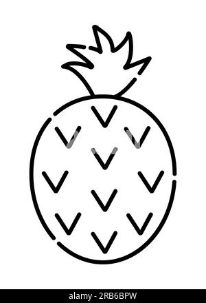 Pineapple black and white vector line icon Stock Vector