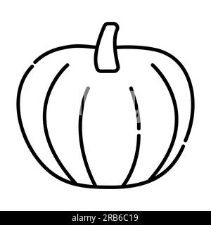 Pumpkin black and white vector line icon Stock Vector