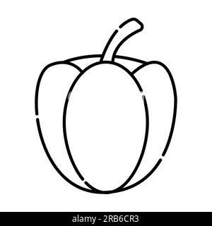 Bell pepper black and white vector line illustration Stock Vector