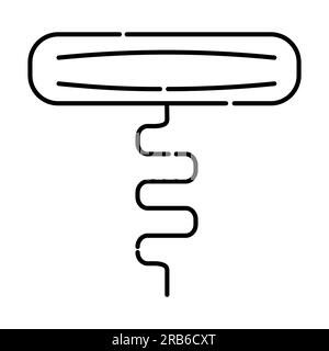 Corkscrew black and white vector line illustration Stock Vector