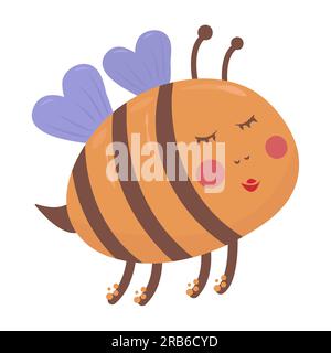 Cute and happy fat bee, colorful illustration Stock Vector