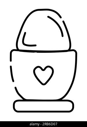 Boiled egg black and white vector line icon Stock Vector